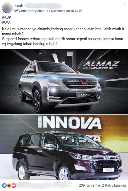 Innova vs Almaz, pilih mana? (Facebook)