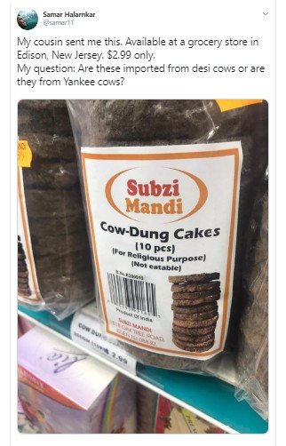 Kue tinja sapi yang dijual di Amerika Serikat. (Twitter/@samar11)