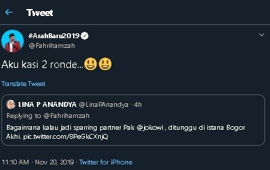 Fahri Hamzah ditantang tinju lawan Jokowi. (Twitter)