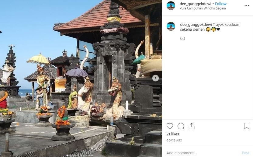 Pura Campuhan Windhu di Bali. (Instagram/@dee_gunggekdewi)