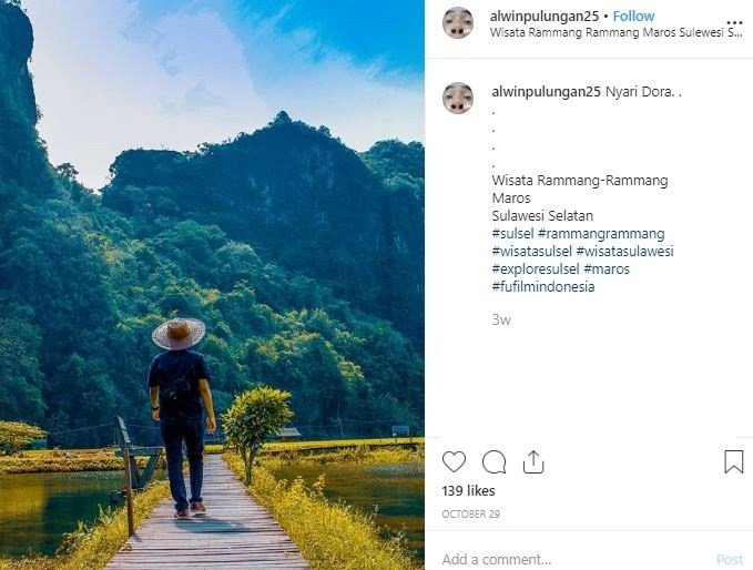 Rammang Rammang, objek wisata di Maros. (Instagram/@alwinpulungan25)