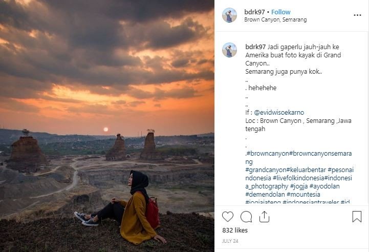 Brown Canyon, objek wisata Instagramable di Semarang. (Instagram/bdkr97)