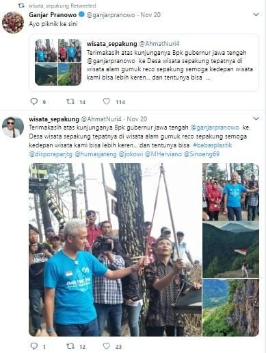 Ganjar Pranowo saat berkunjung ke Desa Wisata Sepakun. (Twitter/@ganjarpranowo, @AhatNuri4_)