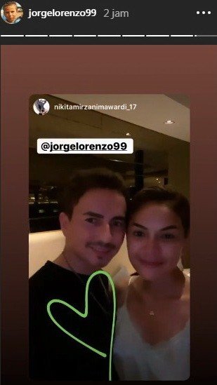 Jorge Lorenzo bertemu aktris Nikita Mirzani di Bali, Jumat (22/11/2019). [Instagram/jorgelorenzo99]