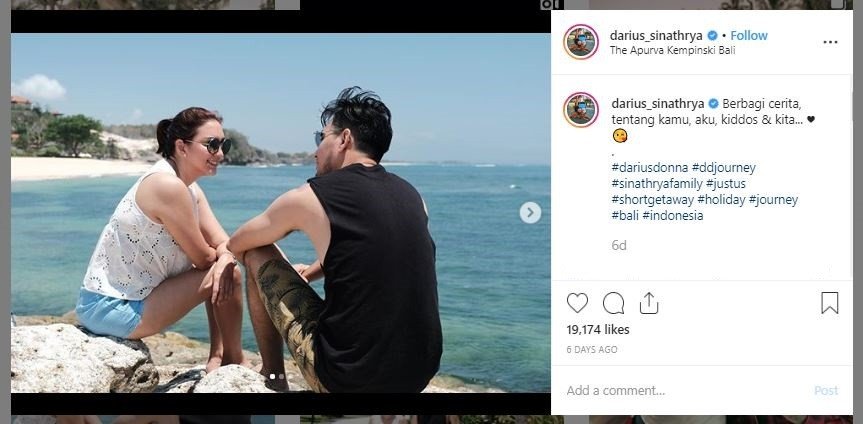 Momen Liburan Darius Sinathrya dan Donna Agnesia di Bali (insagram.com/darius_sinathrya)