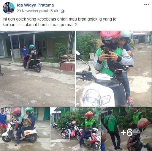Belasan ojol kena order fiktif di Serang.[Facebook/Ida Widya Pratama]