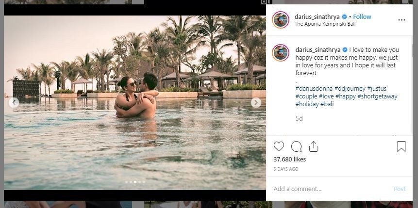 Momen Liburan Darius Sinathrya dan Donna Agnesia di Bali (insagram.com/darius_sinathrya)