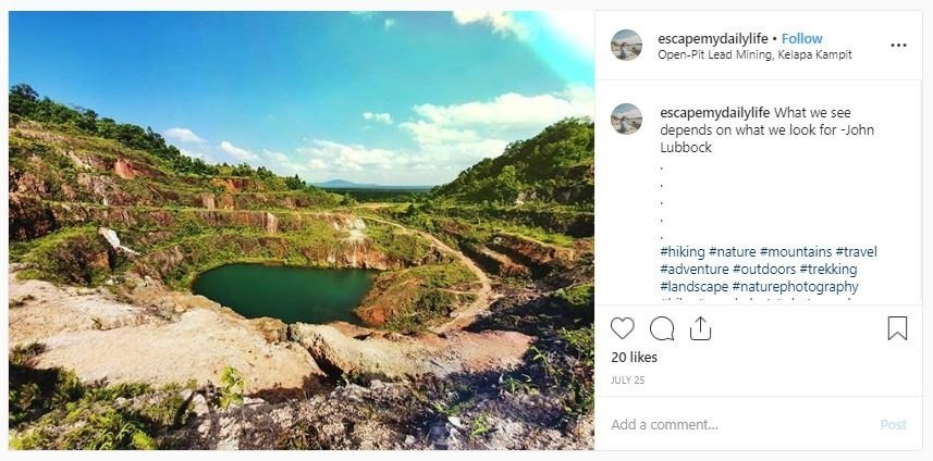 Open Pit Lead Mining, Belitung Timur (instagram.com/escapemydailylife)