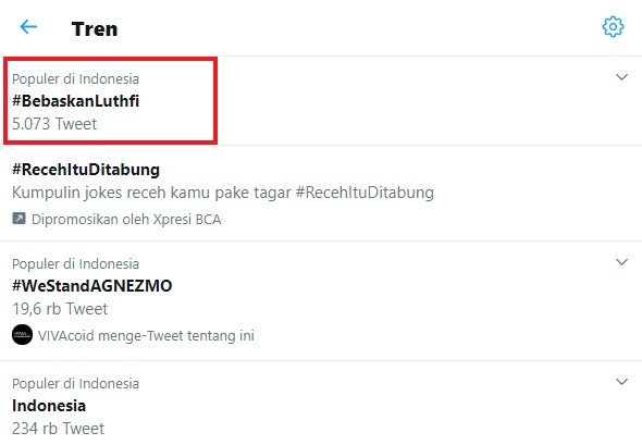 Tagar #BebaskanLuthfi menggema di Twitter (Twitter)