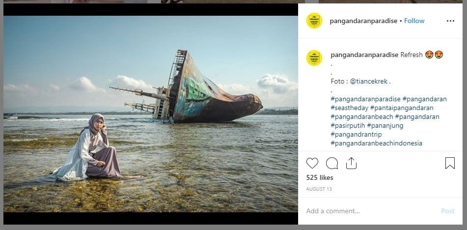 Kapal MV Viking di Pantai Pangandaran (instagram.com/pangandaranparadise)