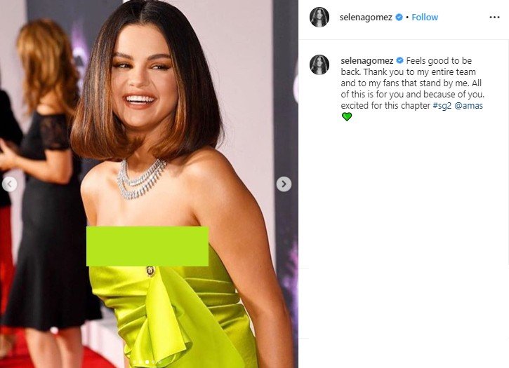 Selena Gomez di AMAs 2019. (Instagram/@selenagomez)