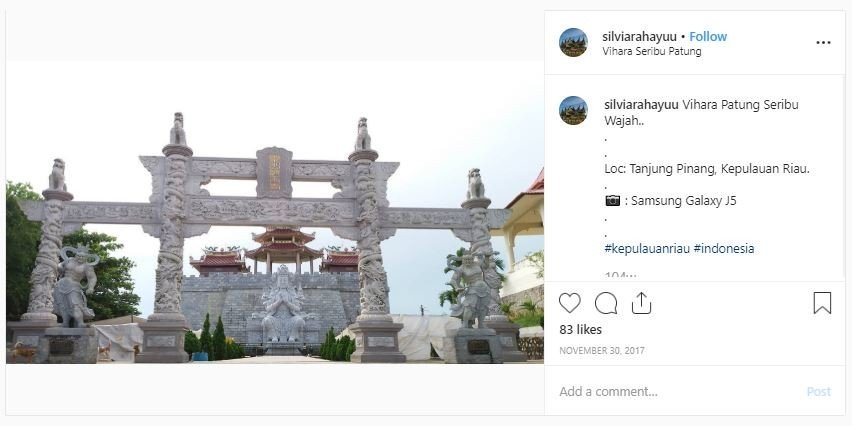 Vihara 1000 Wajah Tanjung Pinang (instagram.com/silviarahayuu)