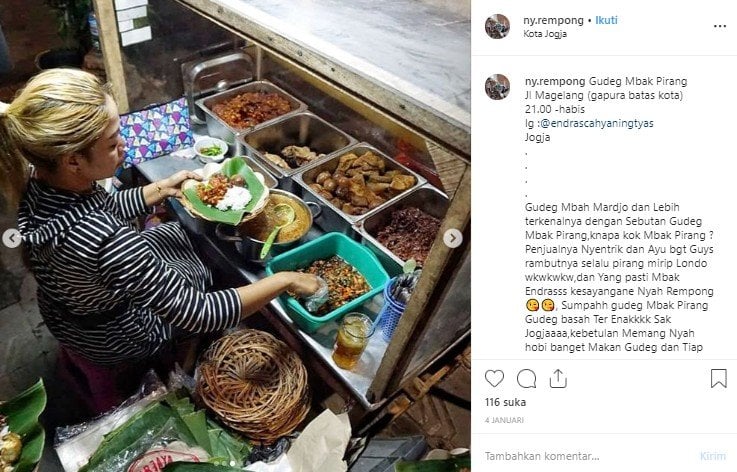 Gudeg Mbak Pirang. (Instagram/@ny.rempong)