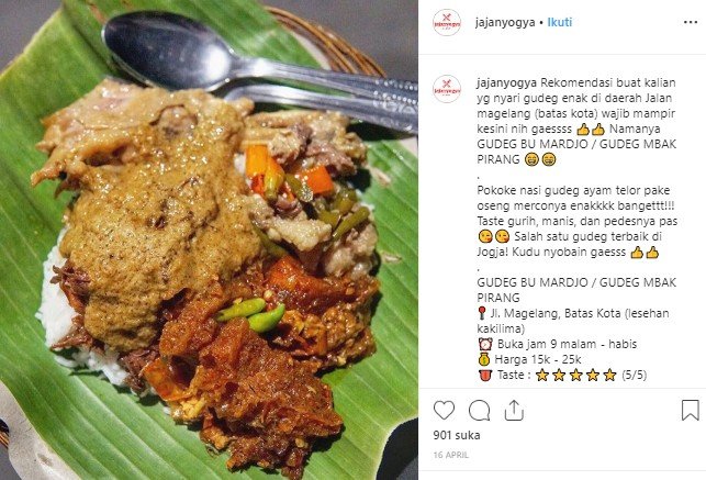 Gudeg Mbak Pirang. (Instagram/@jajanyogya)