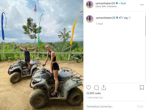 Sam Kerr akhirnya bisa liburan di Bali. (Instagram/@samanthakerr20)