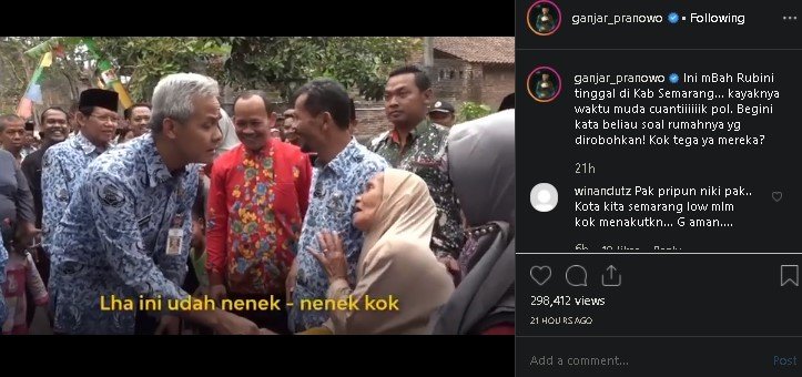 Ganjar Pranowo bertemu Rubini. (Instagram/@ganjar_pranowo)