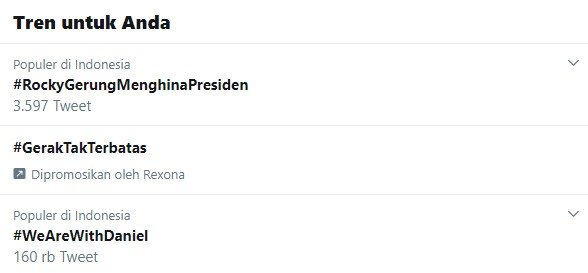 Tagar #RockyGerungMenghinaPresiden menggema di Twitter (Twitter)