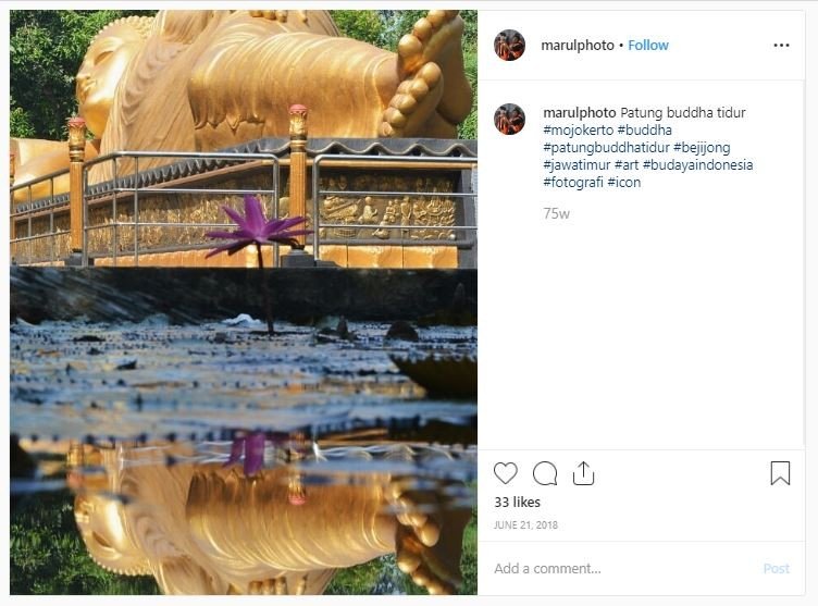 Patung Buddha Tidur di Mojokerto (instagram.com/marulphoto)