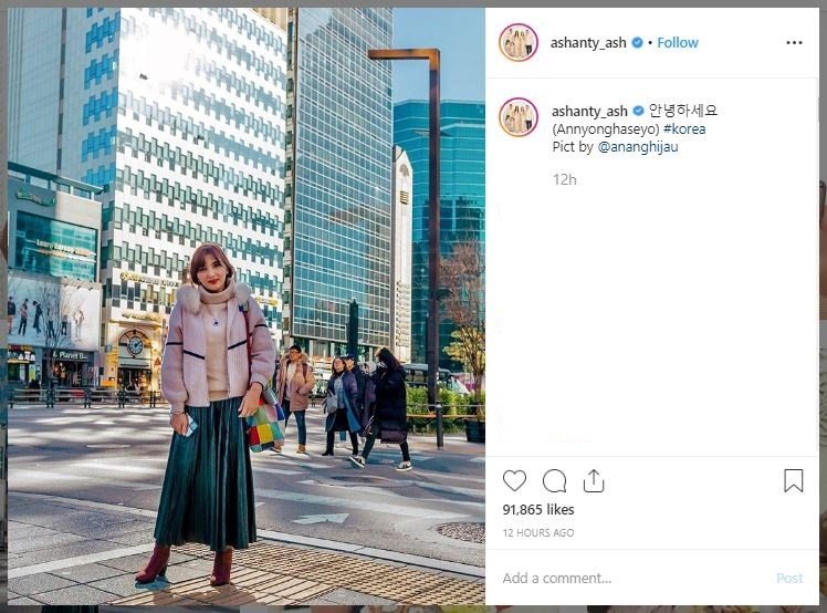 Ashanty di Korea Selatan (instagram.com/ashanty_ash)