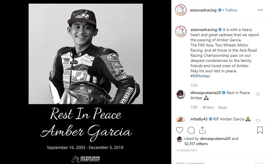 Pembalap asal Filipina, Amber Garcia tewas setelah melakoni Race 2 di Sikruit Buriram Thailand. (Instagram)