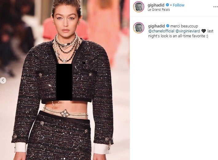 Gigi Hadid di Fashion show Chanel. (Instagram/@gigihadid)