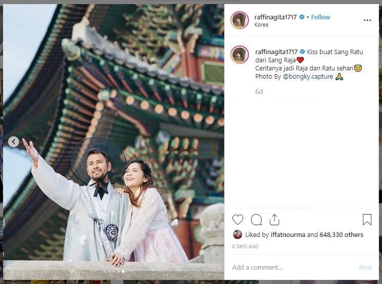 Raffi Ahmad dan Nagita Slavina dengan Baju Tradisional Saat Liburan (instagram.com/raffinagita1717)