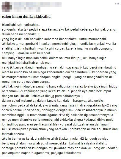 Curhat diduga Mellya Juniarti.(Facebook)