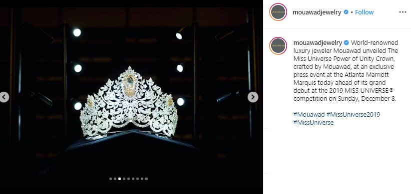 Mahkota Miss Universe 2019. (Instagram/@mouawadjewelry)