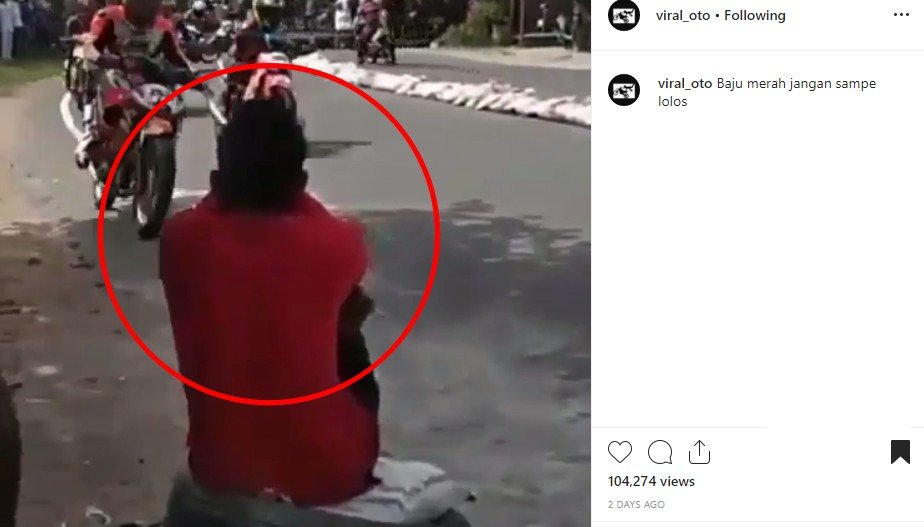 Viral penonton balap gereget. (Instagram)