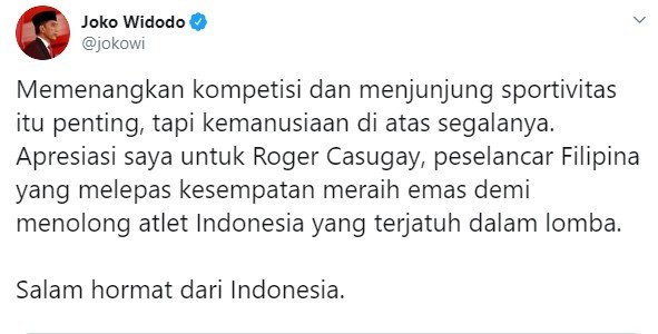 Presiden Jokowi beri salam hormat untuk Roger Casugay (Twitter/jokowi)