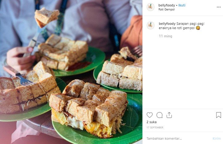 Roti Gempol khas Bandung. (Instagram/@bellfoody)
