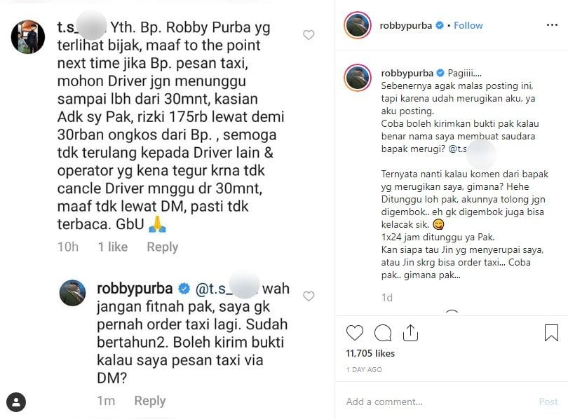 Unggahan screen capture Robby Purba. (Instagram)