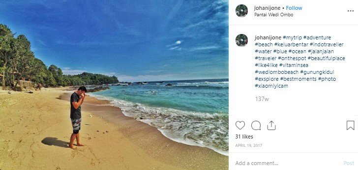 Pantai Wediombo. (Instagram/@johanjone)