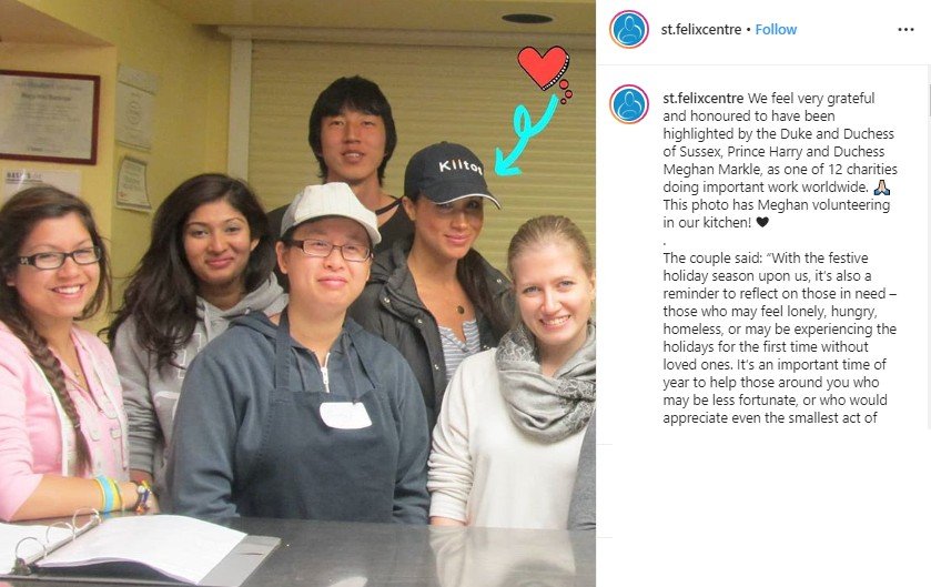 Meghan Markle menjadi sukarelawan. (Instagram/@felixcentre)