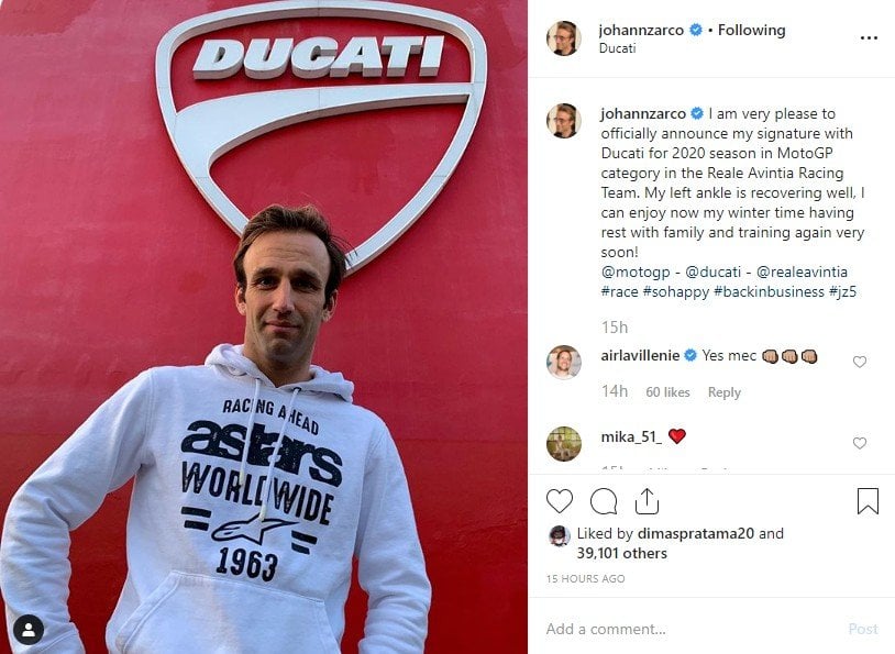 Sah, Johann Zarco gabung Ducati mulai kompetisi MotoGP 2020. (Instagram)