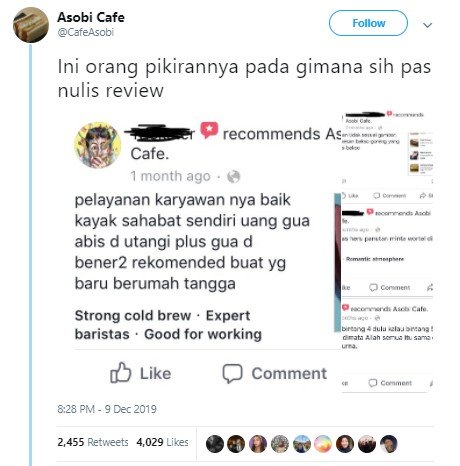 Kocak Review Asobi Cafe dari Pelanggan Ini Bikin Geregetan