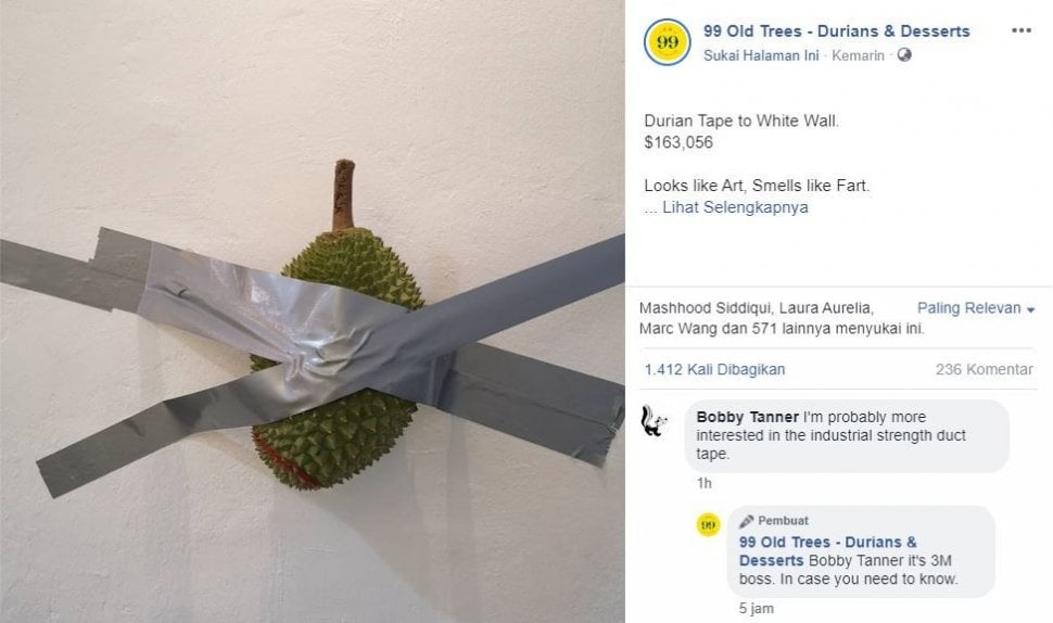 Instalasi Seni dari Durian (facebook.com/99oldtrees)