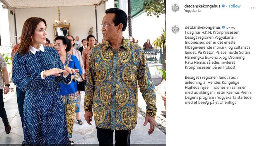 Putri Mary dari Denmark berkunjung ke Indonesia. (Instagram/@detdanskekongehus)