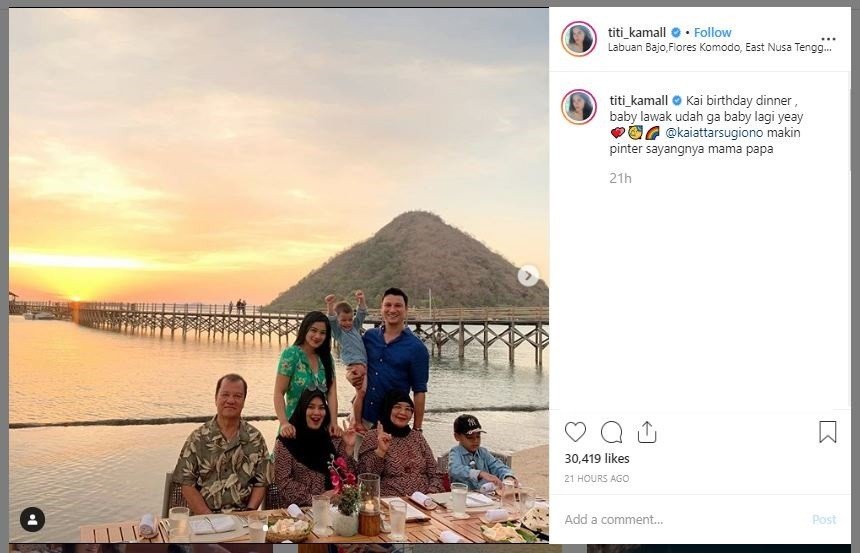 Liburan Titi Kamal dan Christian Sugiono di Labuan Bajo (instagram.com/titi_kamall)