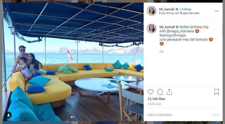 Liburan Titi Kamal dan Christian Sugiono di Labuan Bajo (instagram.com/titi_kamall)