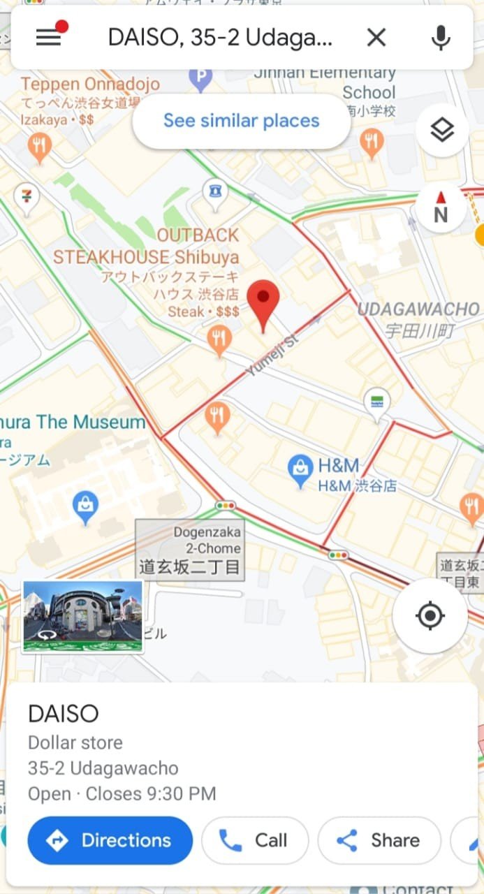 Screenshot Pencarian Toko Daiso di Shinjuku lewat Google Map 