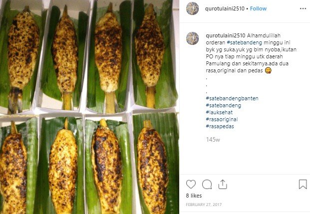 Sate Bandeng khas Banteb. (Instagram/@urotulain2510)