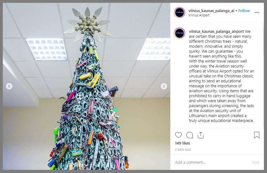 Pohon Natal Unik di Bandara Lithuania (instagram.com/vilnius_kaunas_palanga_airport)