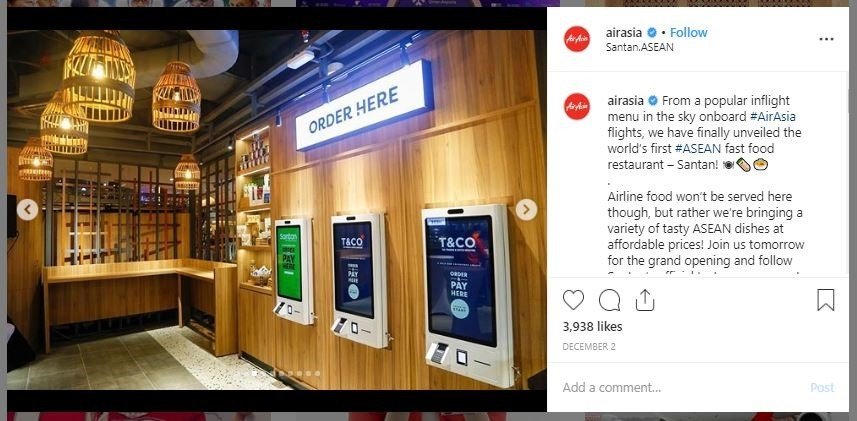 Restoran Santan Milik AirAsia (instagram.com/airasia)