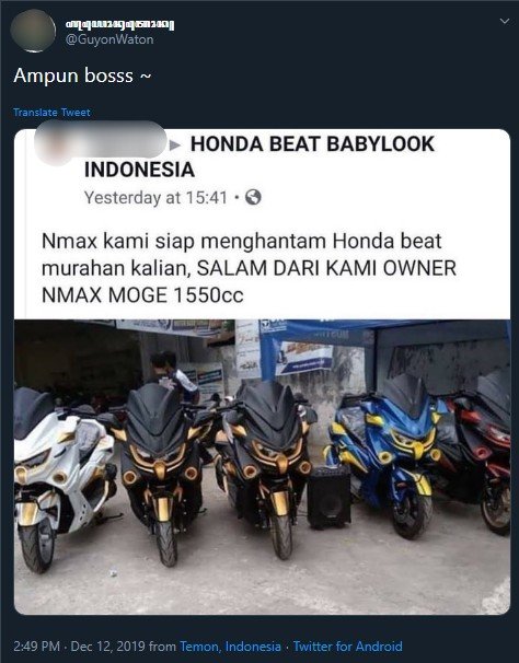 Pengguna Nmax arogan dihujat warganet. (Twitter)