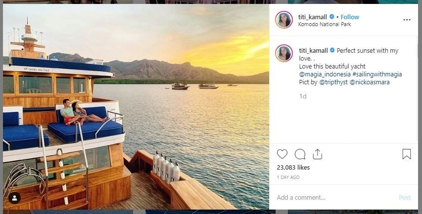 Liburan Titi Kamal dan Christian Sugiono di Labuan Bajo (instagram.com/titi_kamall)