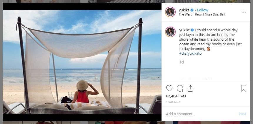 Liburan Yuki Kato di Bali (instagram.com/yukikt)