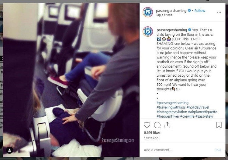 Ibu Tidurkan Anaknya di Lantai Pesawat (instagram.com/passengershaming)