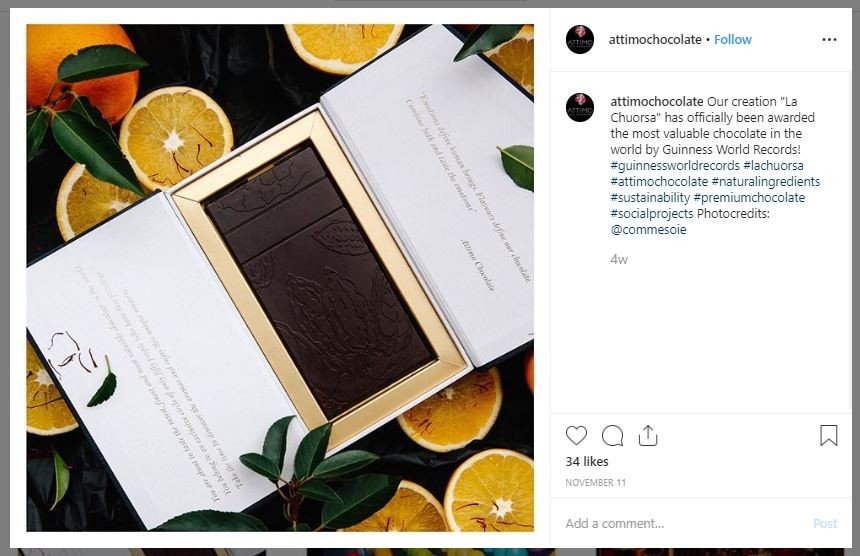 La Chuorsa, Cokelat Termahal di Dunia (instagram.com/attimochocolate)