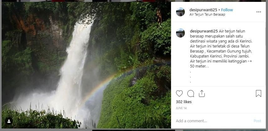 Air Terjun Telun Berasap (instagram.com/desipurwanti25)